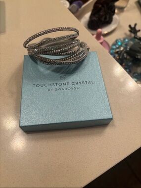 Touchstone Crystal Iridescent Silver Wrap Bracelet